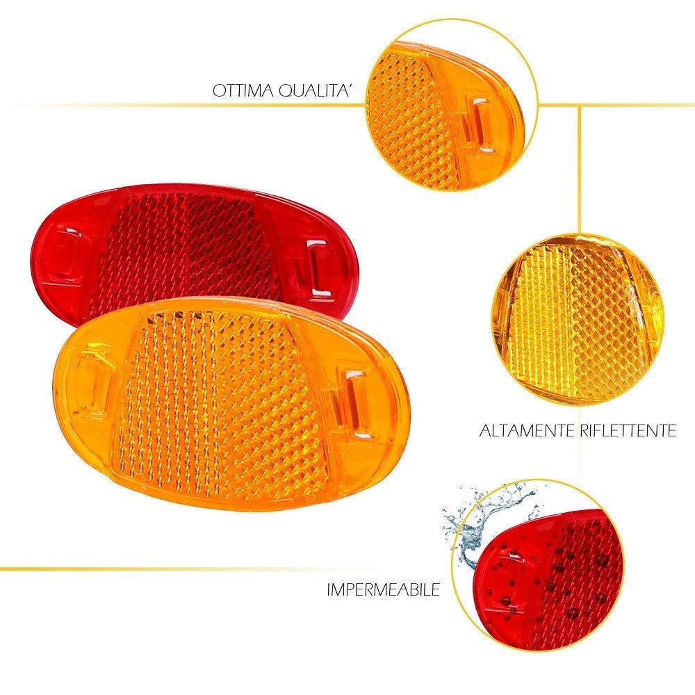 Trade Shop - 2 Riflettori Catarifrangenti Ovale Per Ruote Anteriore Posteriore Bici Xc-1621 -