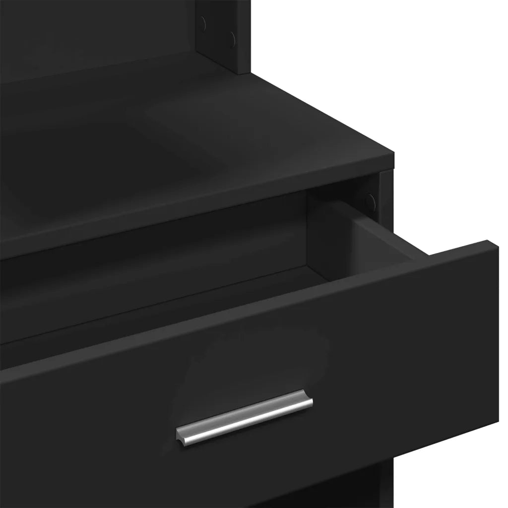 Toeletta con Armadietto Nero 80x35x132 cm