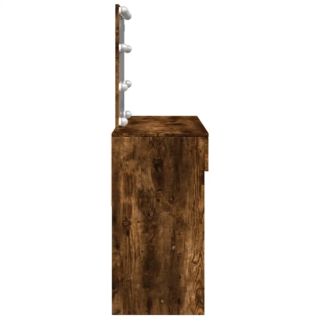 Toeletta | Tavolo da Trucco con LED Rovere Fumo 100x40x130 cm
