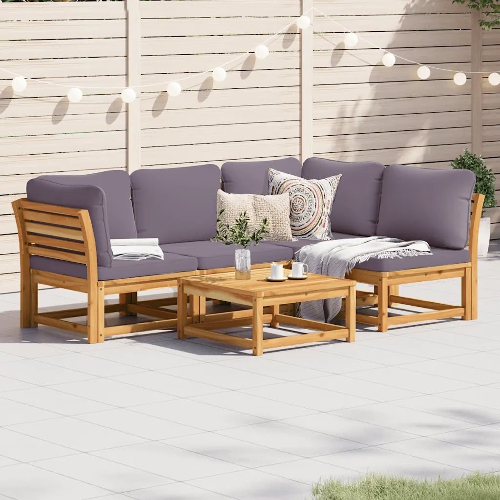 Set Salotto da Giardino 5 pz con Cuscini Legno Massello Acaciacod mxl 92351