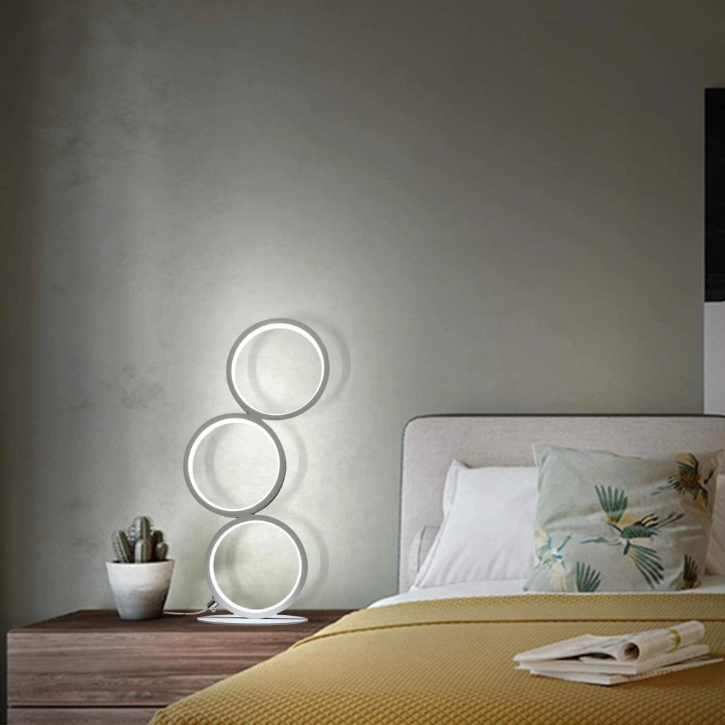 ZMH Lampada da tavolo LED moderna anello alluminio notte decorativa per comodino camera letto