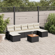 Set Divani da Giardino con Cuscini 8 pz Nero in Polyrattan 3224691