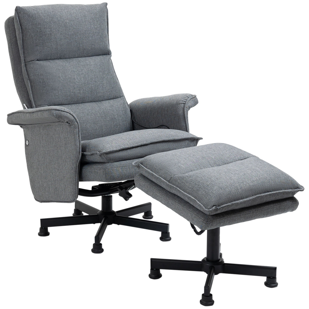 Poltrona massaggiante elettrica reclinabile con poggiapiedi e telecomando ¨C zephmum ¨C tessuto grigio 78x93x99 cm