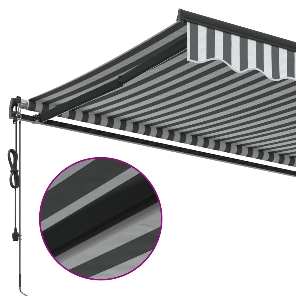 Tenda da Sole Retrattile Manuale Antracite e Bianco 500x350 cm 3215818