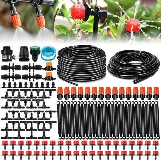 Sistema di irrigazione per giardino, set di irrigazione 243 pezzi, tubi 40M+5M, sistema di irrigazione a gocce automatico per la concimazione del giardino, sistema di raffreddamento nebuloso per giardino, aiuole fiorite e piante di terrazza