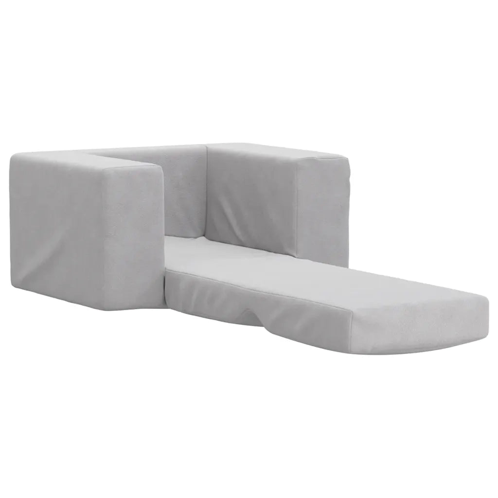 Divano per Bambini Grigio Chiaro in Morbido Peluche