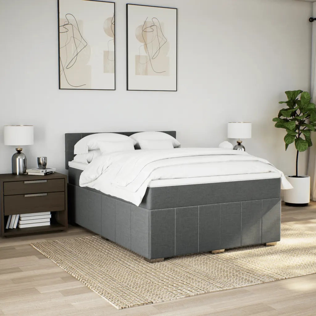 Giroletto a Molle con Materasso Grigio Scuro 140x200cm Tessuto