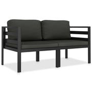 Set Divani da Giardino 2 pz con Cuscini in Alluminio Antracite cod mxl 36927