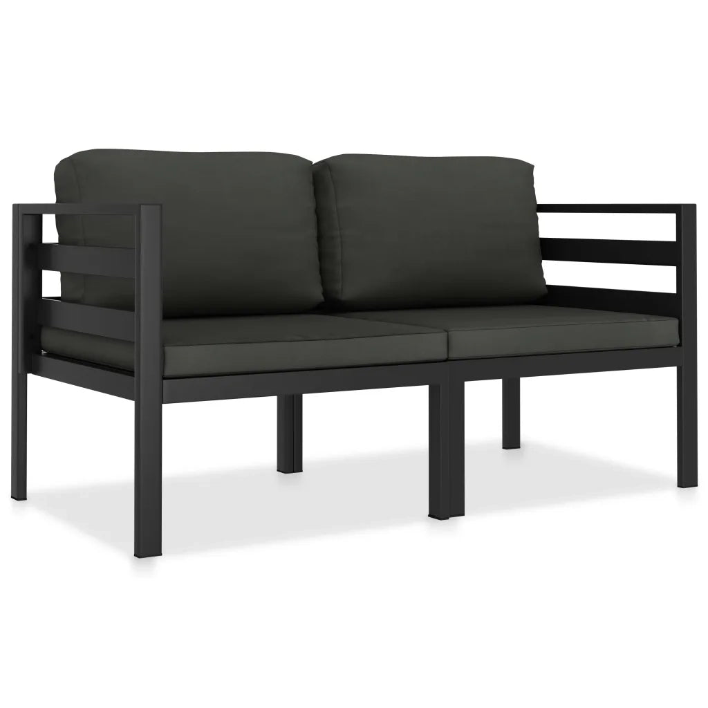 Set Divani da Giardino 2 pz con Cuscini in Alluminio Antracite cod mxl 36927