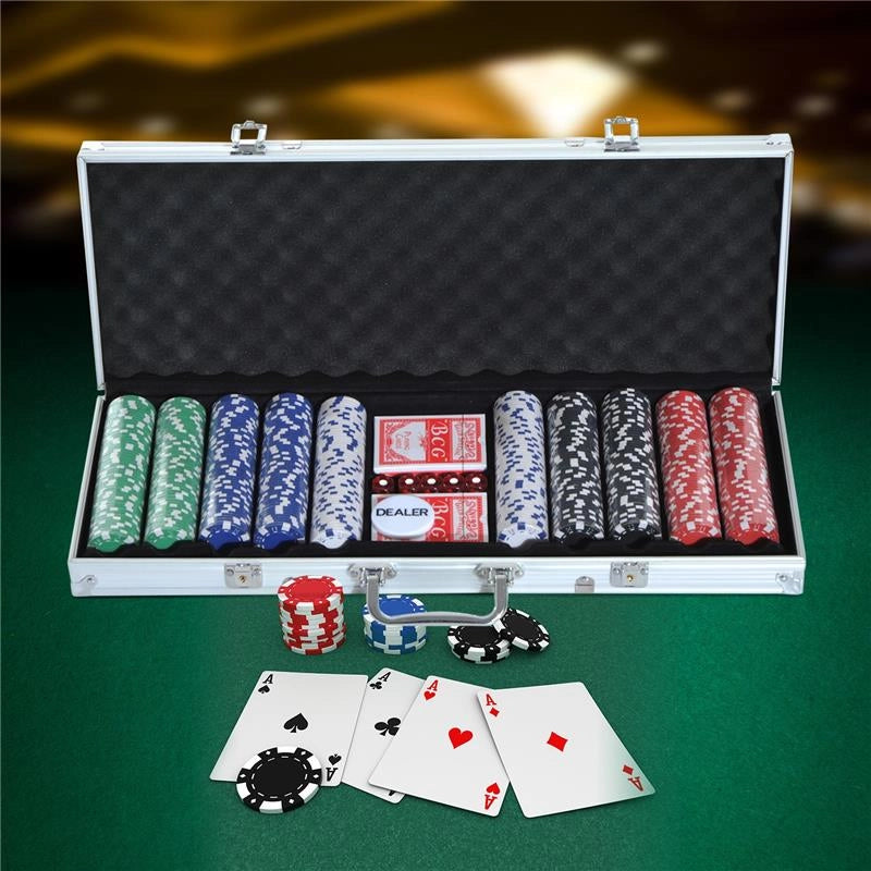 SET POKER VALIGETTA PROFESSIONALE CON 500 FICHES E 2 MAZZI DI CARTE