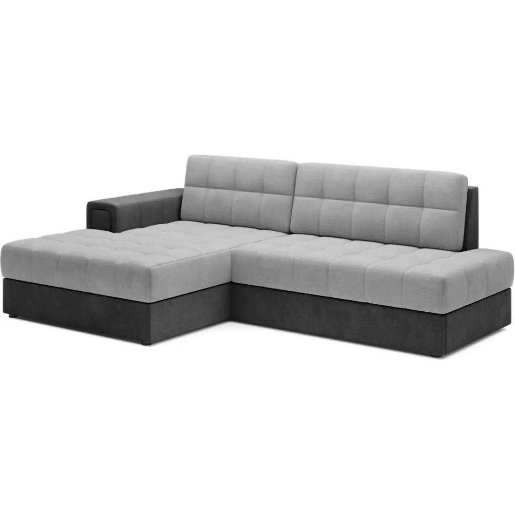 Divano angolare convertibile CUBITO grigio e nero 240 cm con vano contenitore