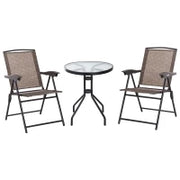 Tavolino con 2 Sedie Set Mobili 3pz Pieghevole Regolabile Esterno Textilene Marrone