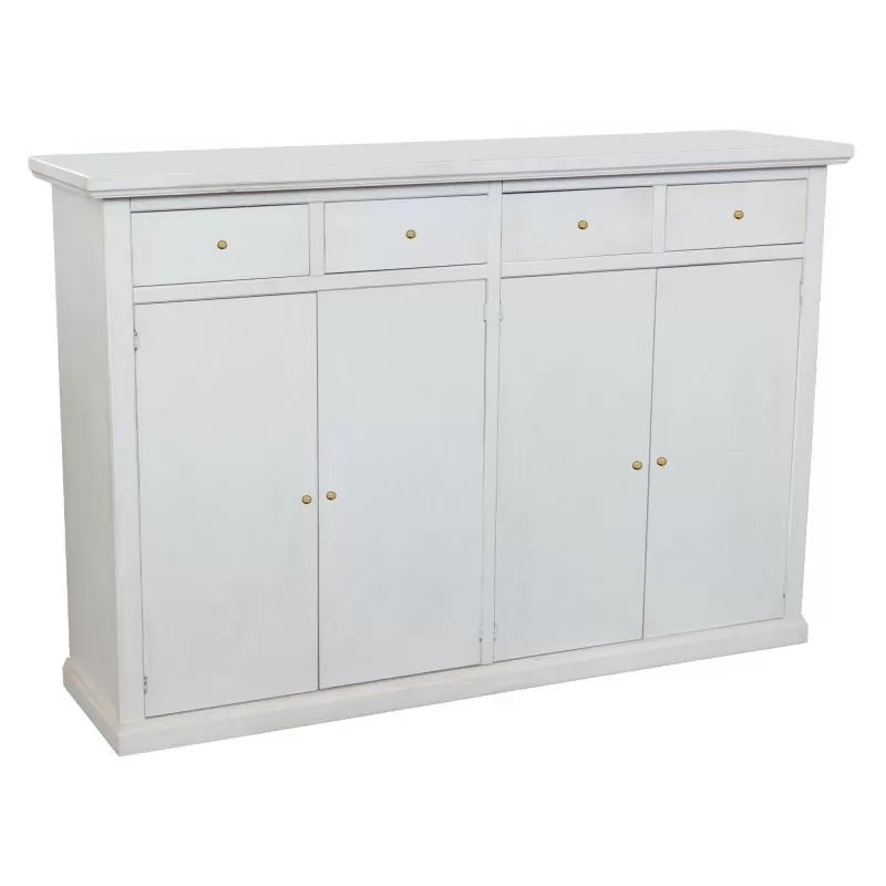 Madia credenza legno 4 porte 4 cassetti shabby bianco anticato 160x40x110 - Mobili 2G