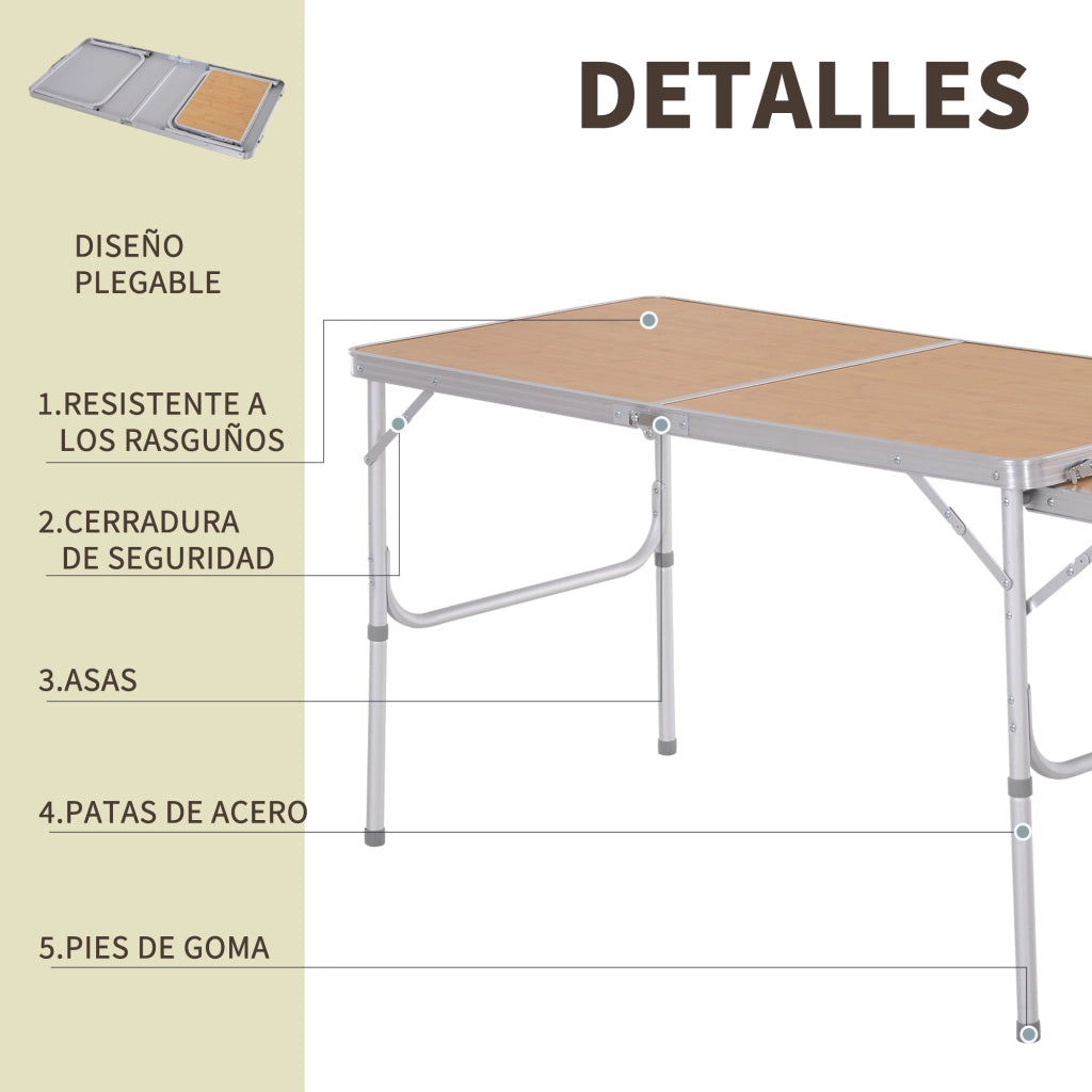 Tavolo da pranzo pieghevole per giardino ¨C zephmum ¨C alluminio 153x60x39/71 cm