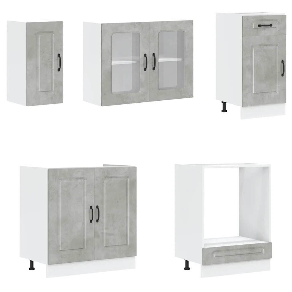 Set Mobili da Cucina 8 pz Kalmar Grigio Cemento in Truciolato 3314795