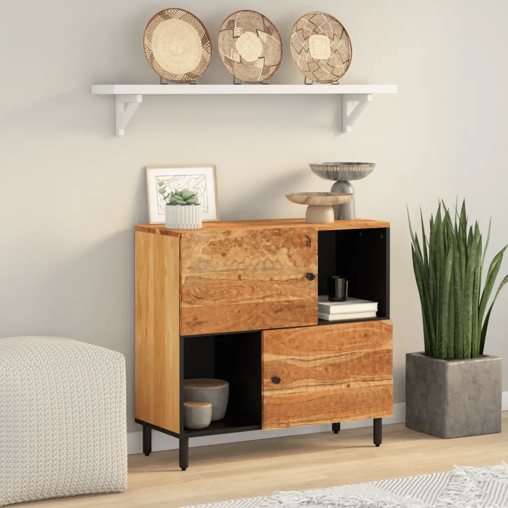 Credenza-Buffet-Armadio da cucina 80x33x75 cm in Legno Massello di Acacia