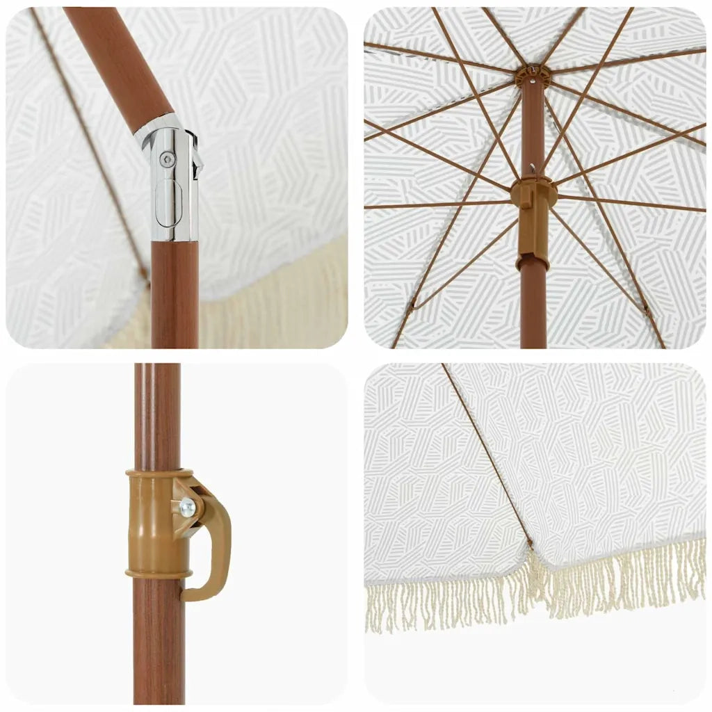 Ombrellone da Spiaggia Grigio e Bianco 160 x 160 x 196 cm 42006681