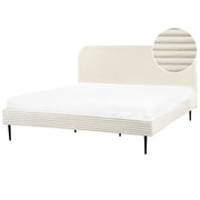 Letto bianco sporco velluto a coste testiera con rete a doghe 180 x 200 cm design minimalista