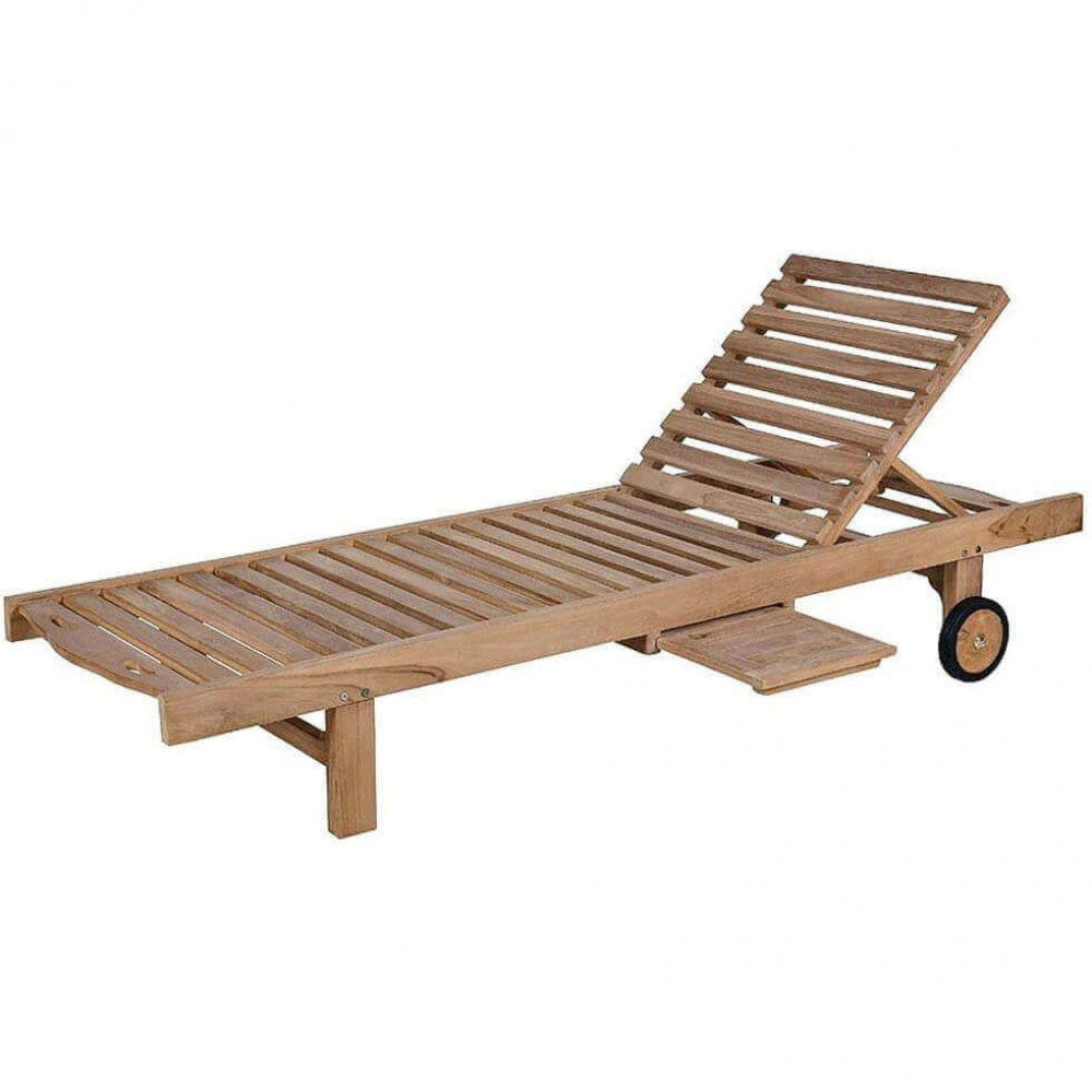 Lettino Prendisole da Giardino Lidia 65x208x35 h cm in Legno Marrone
