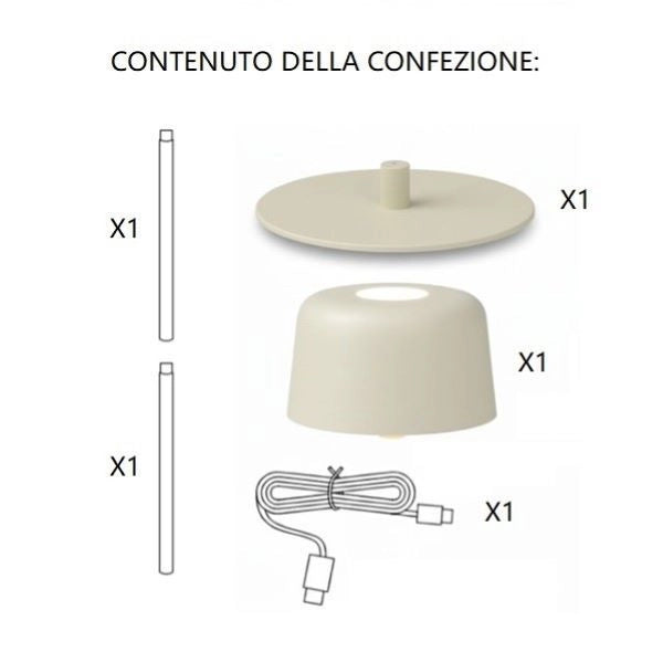 LAMPADA DA TAVOLO RICARICABILE SALVIA 2W 2700K 144LM IP44 1+1 ZAFFERANO AILATI