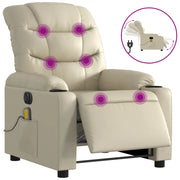 Poltrona Massaggiante | Sedia Relax Elettrica Reclinabile Crema Similpelle