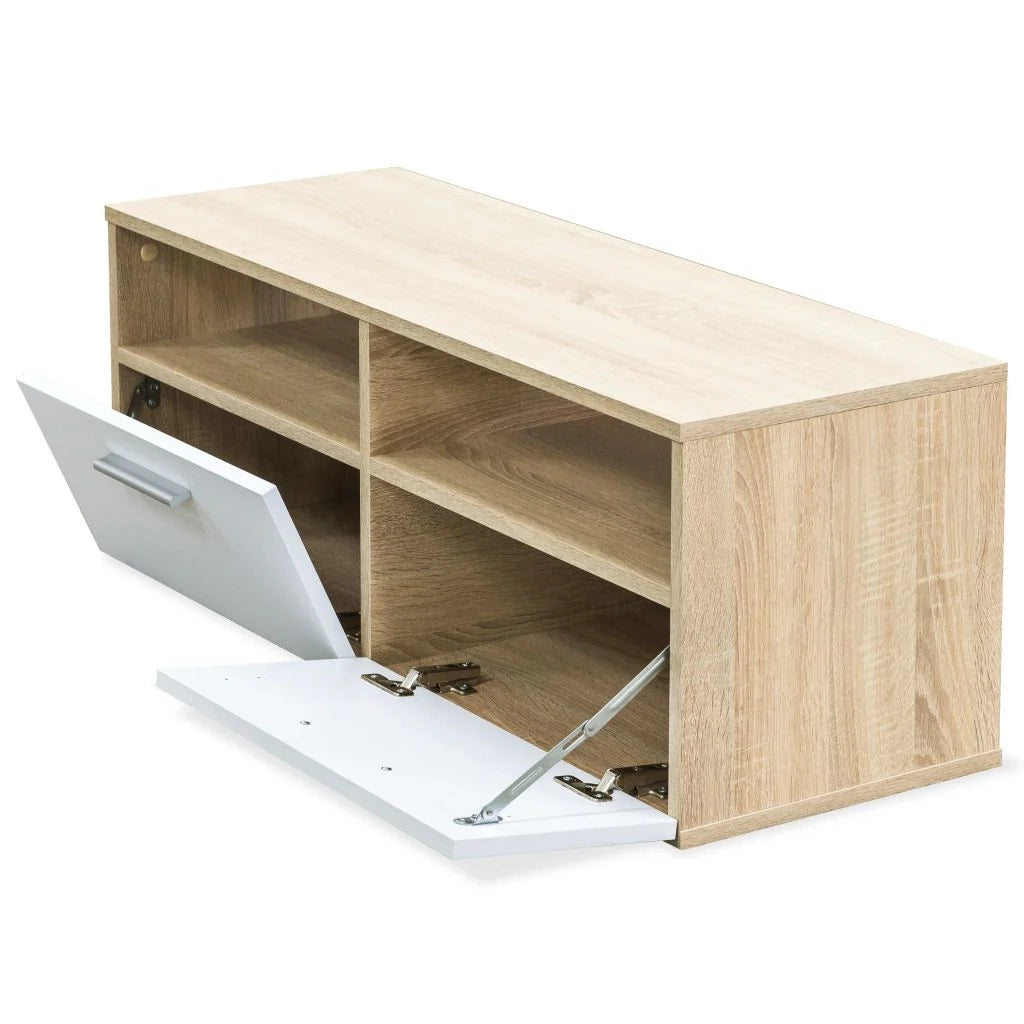 Pratico mobile porta TV/credenza di design in rovere da 95 cm e truciolato bianco 2502019/2
