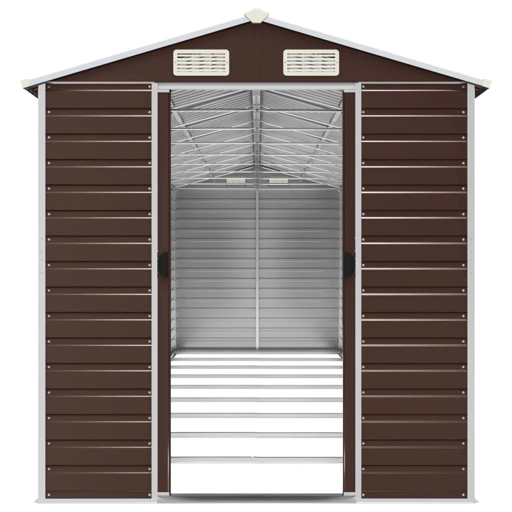 Casetta da giardino cabina ripostiglio casetta da esterno robusta casetta per attrezzi 191 x 810 x 198 cm acciaio zincato marrone 02_0022276