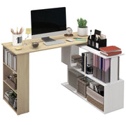 Scrivania Angolare con Libreria ¨C Zephmum ¨C Legno Rovere e Bianco 120x110x74,5 cm