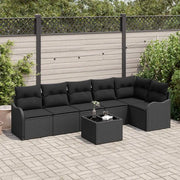 Set Divano da Giardino 7 pcs Nero polyrattan 3345733