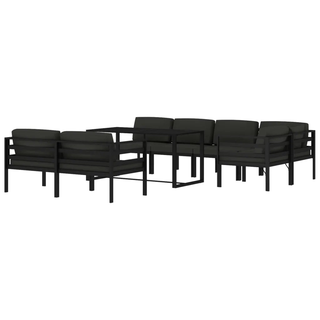 Set Divani da Giardino 8 pz con Cuscini in Alluminio Antracite 3115928