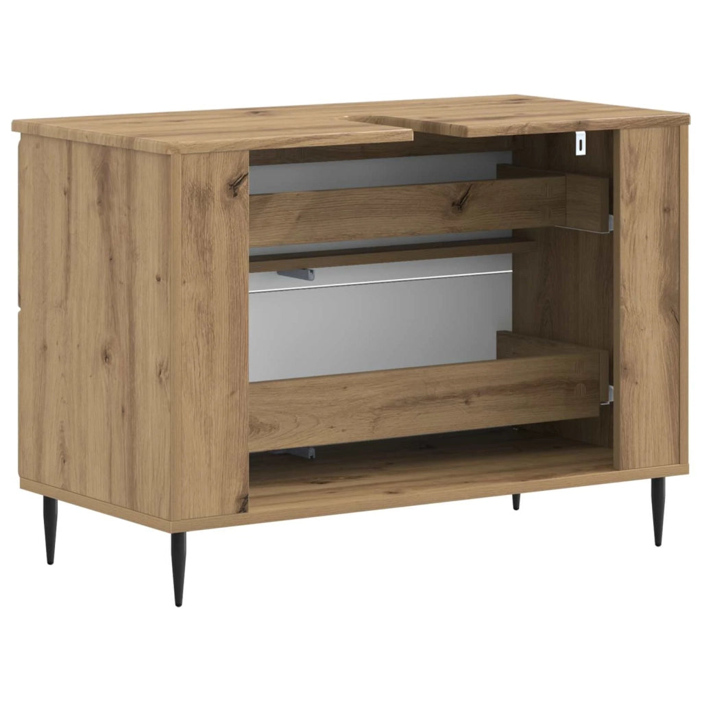 Armadio per Lavabo da Bagno ZWOLLE Rovere Artigianale 896364