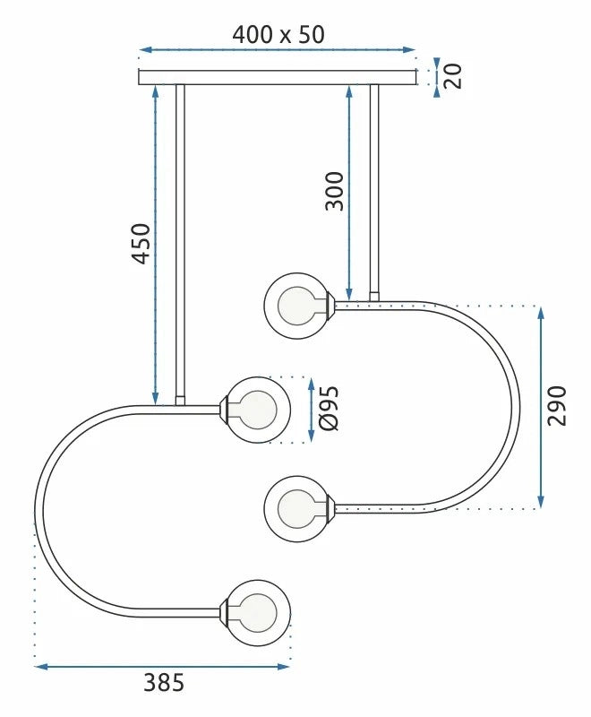 Lampada A Sospensione Sfere Di Vetro APP639-4CP Oro