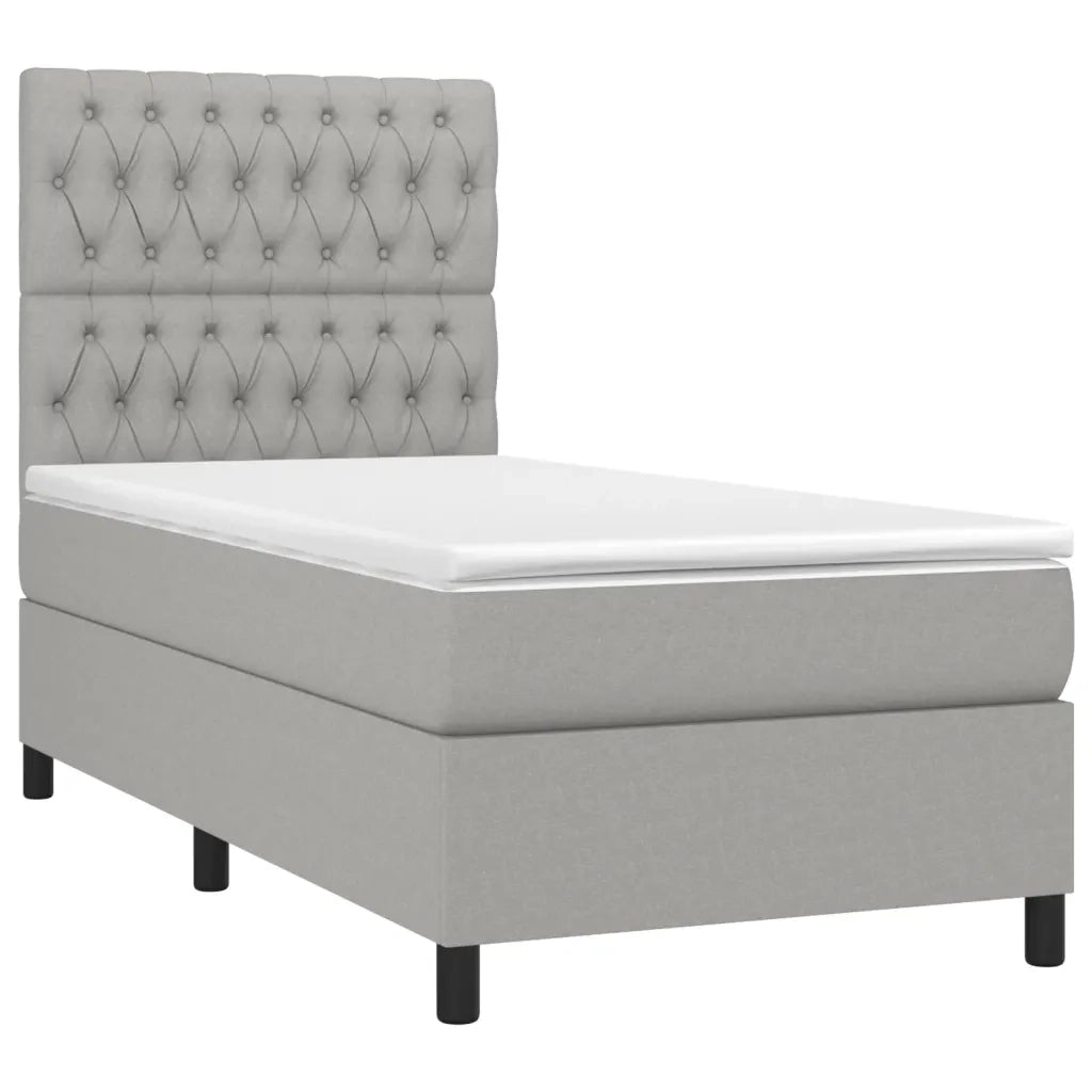 Letto a Molle Materasso e LED Grigio Chiaro 90x190 cm Tessuto 3135077