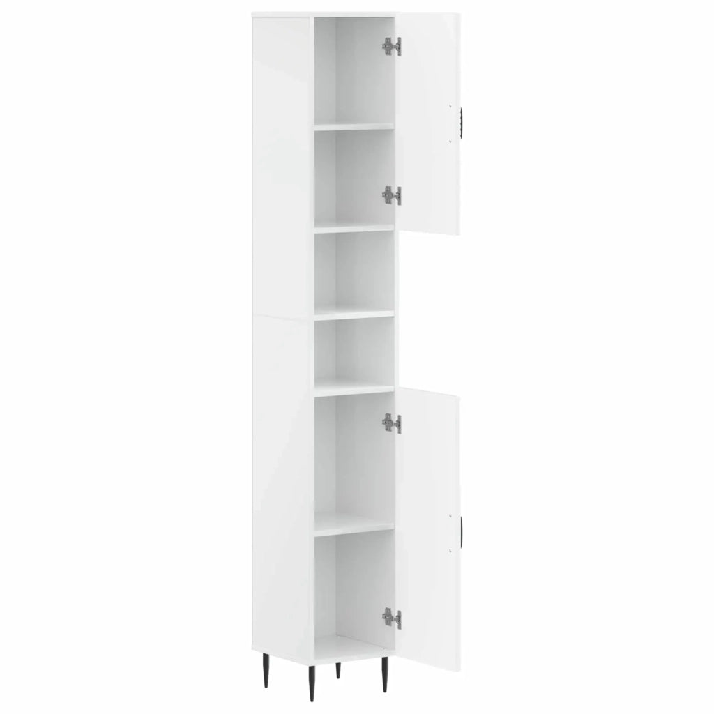 Armadio da Bagno con Ripiano Aperto HAARLEM Bianco Lucido 896819