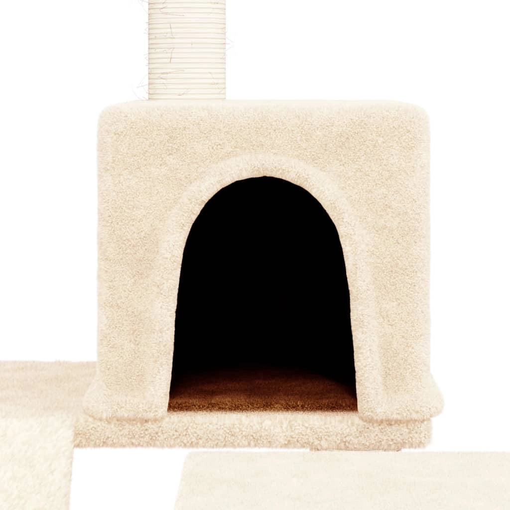 Tiragraffi per gatti torre per arrampicata giocattolo piattaforma per arrampicata con tiragraffi in sisal 82 cm crema 02_0022524