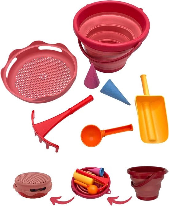 Set di giocattoli per sabbia 7 in 1 - Secchio opvoluto da 3 litri con 6 attrezzi 970245