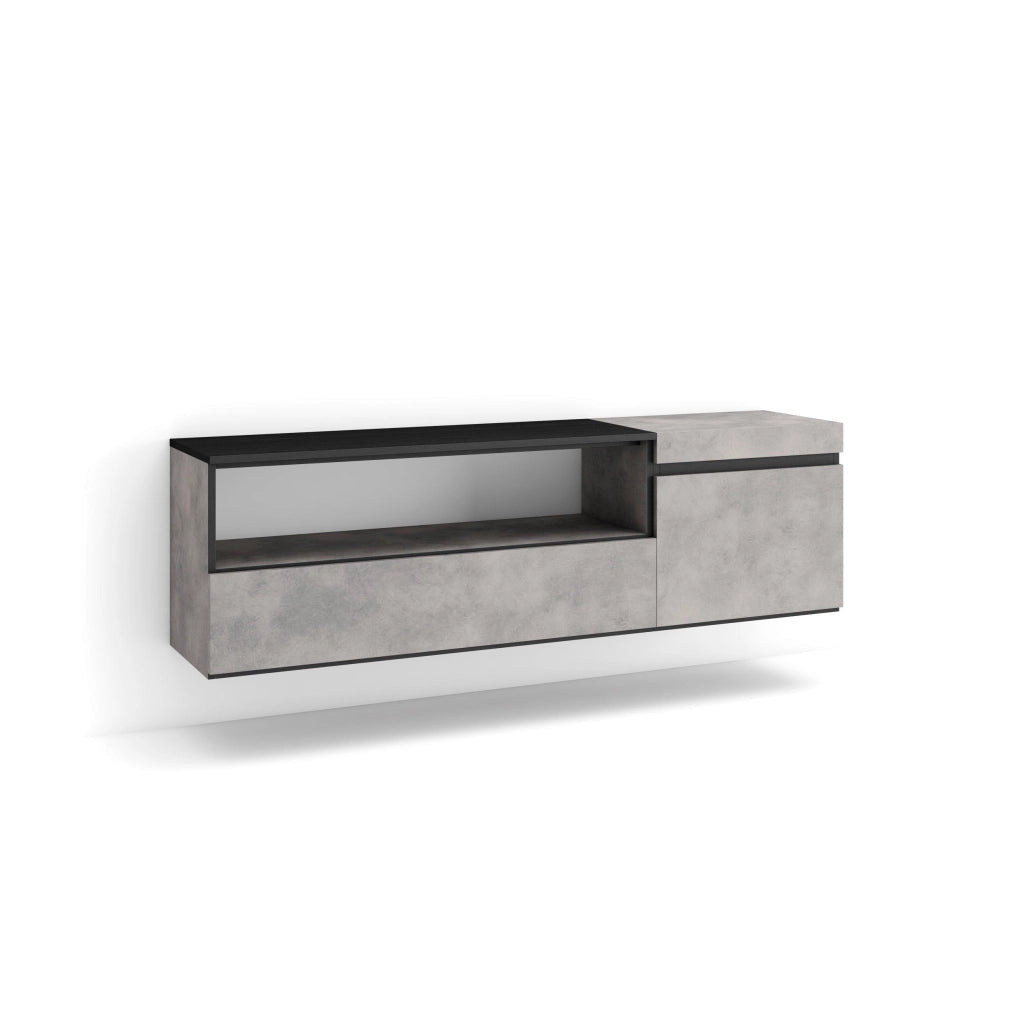 Mobile TV Soggiorno, 150x35x45cm, Per TV fino a 65", da appendere, grigio cemento RF2465