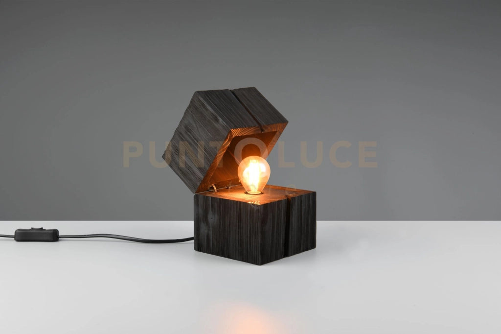 TREASURE LAMPADA DA TAVOLO ATTACCO E14 LAMPADINA INCLUSA LEGNO NERO H. 16CM