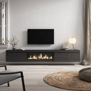 Mobile TV Soggiorno, 288x35x45cm, TV di grande formato, Camino elettrico XXL, da appendere, Nero RF3609