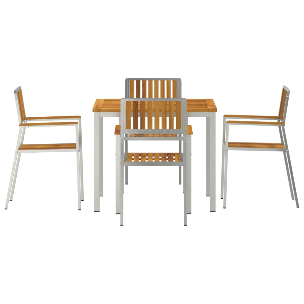 Set da Pranzo da Giardino 5 Pezzi in Legno Massello di Acacia