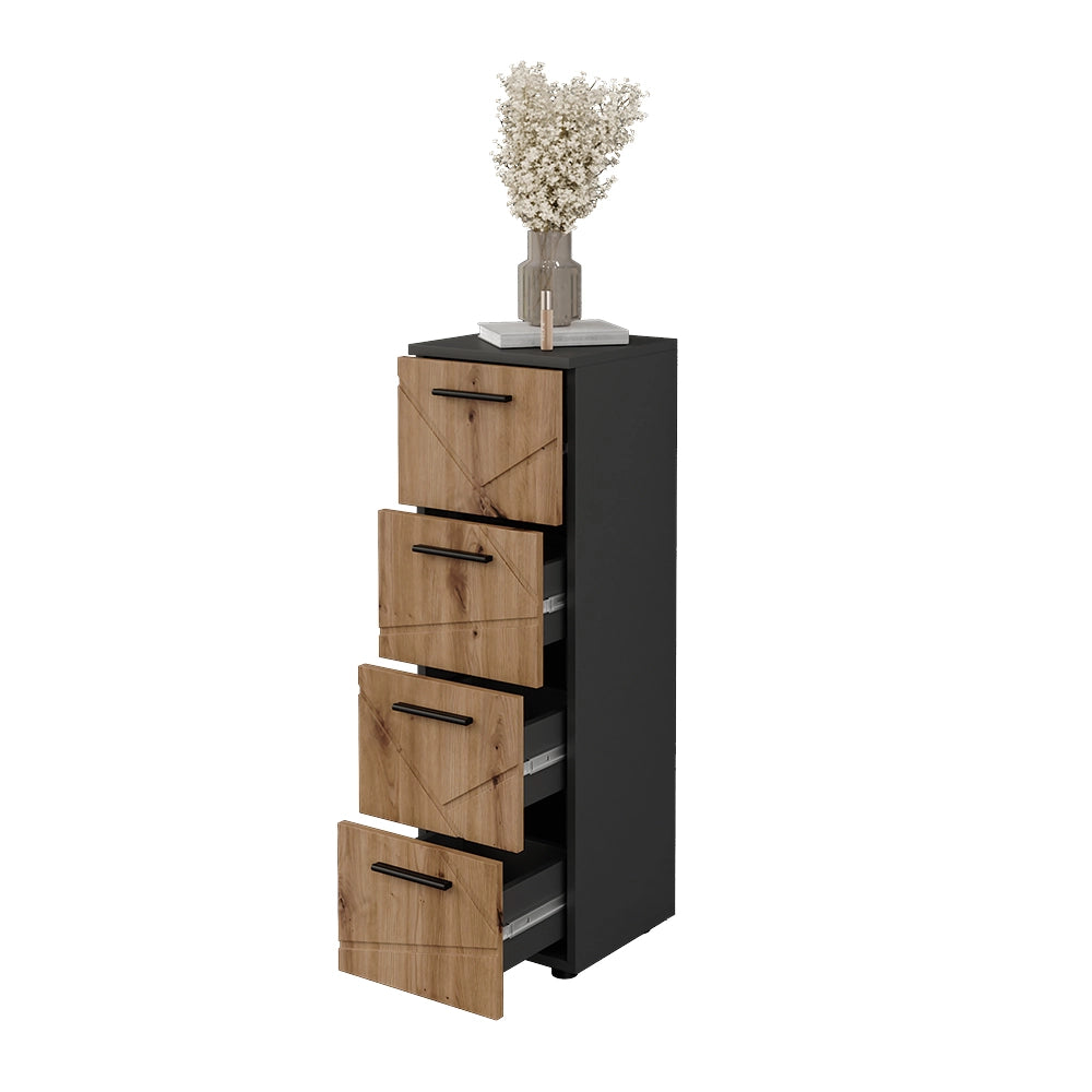 Vicco Mobiletto midi Antracite/Artisan 30 x 95 cm con 4 cassetti