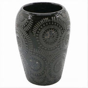 Trade Shop - Bicchiere Portaspazzolini Con Motivo Etnico Nero Accessori Arredo Da Bagno 79964 -