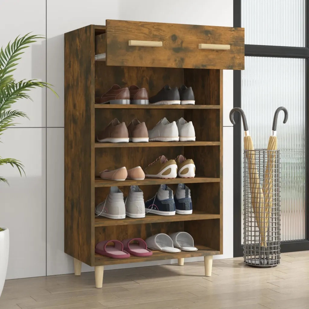 Scarpiera | Mobile per scarpe Rovere Fumo 60x35x105 cm in Legno Multistrato