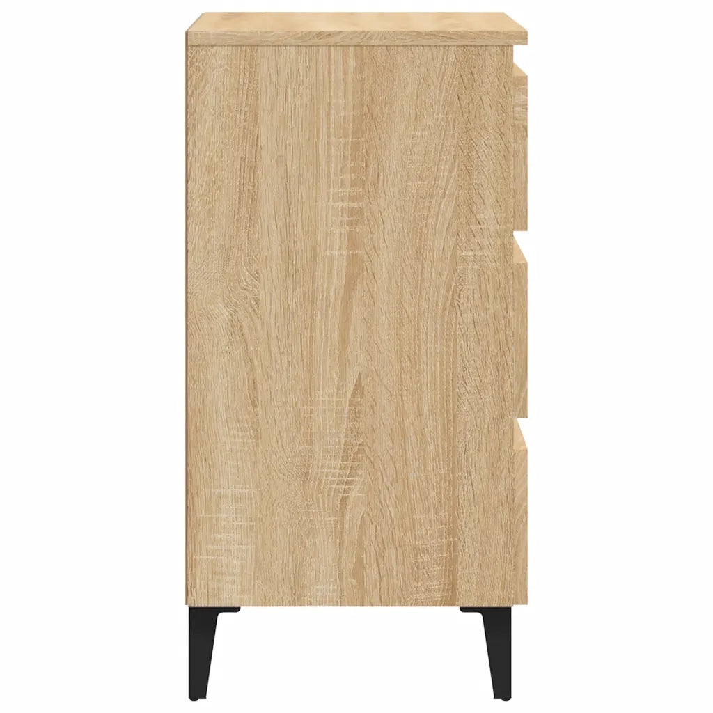 Comodino | Armadio da Notte | Mobiletto da notte con Gambe in Metallo Rovere Sonoma 40x35x69 cm