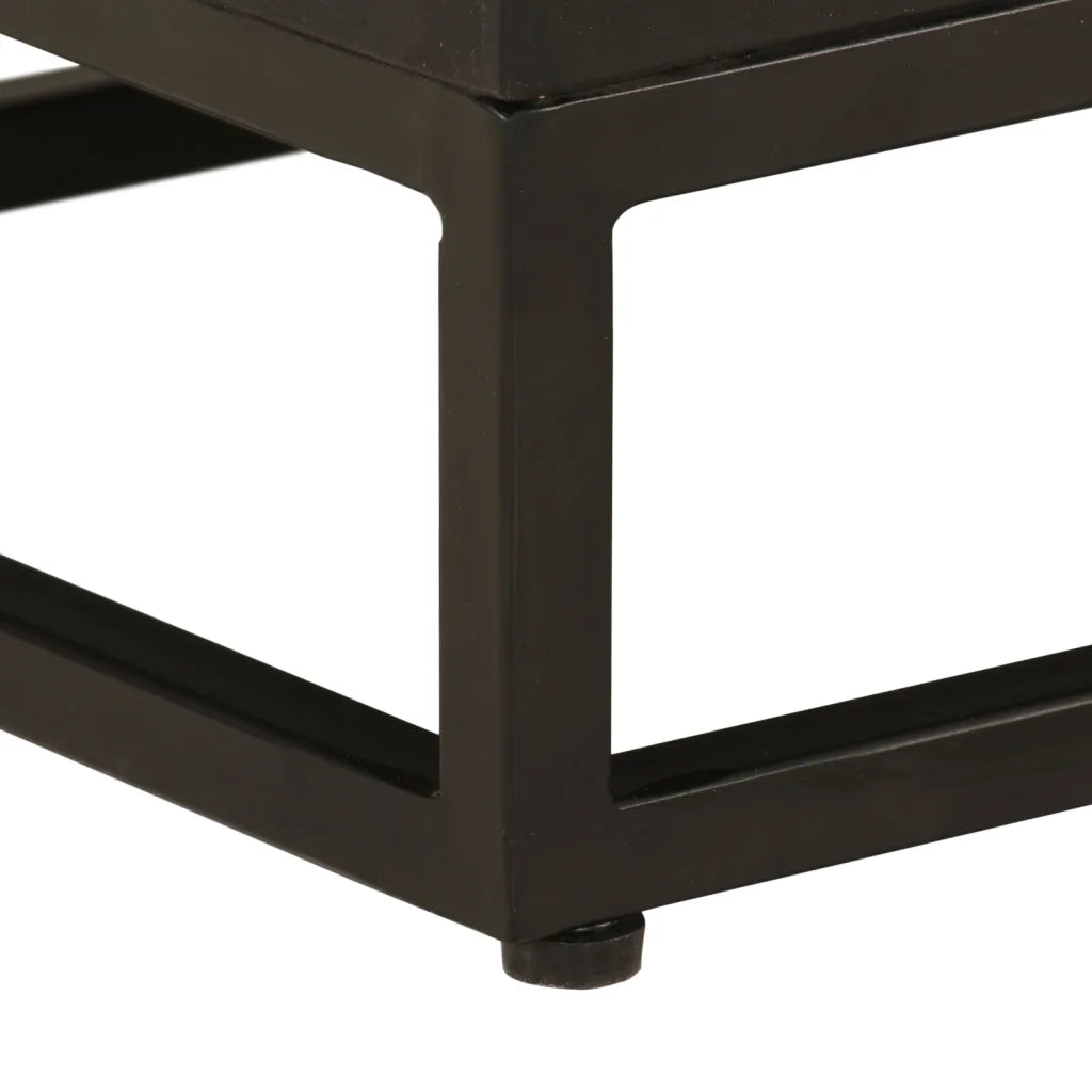 Comodino-Tavolino da notte Nero 40x30x50 cm in Legno Massello di Mango e Ferro 423947