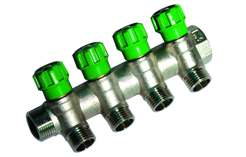 COLLETTORE LINEARE CON RUBINETTI D'ARRESTO 4 DERIVAZIONI IMPEX- 3/4 x 1/2- DH- pezzi 1