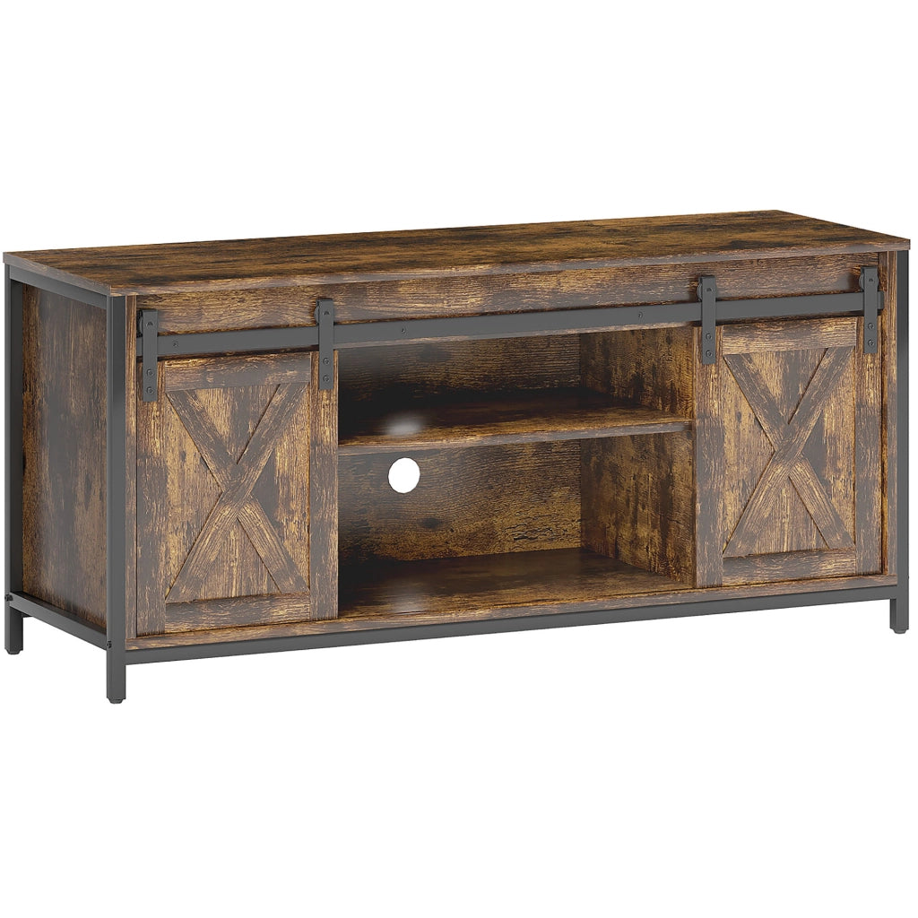 Mobile TV 120x40x54 cm con 6 vani e gestione cavi in compensato marrone