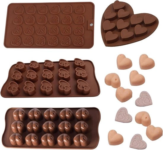 Moldi di Chocolata a Cuore Premium - 4 Pezzi - Confezione Food Grade - Adatti per Chocolata, Confetti, Gelato, e Biscotti di Ghiaccio