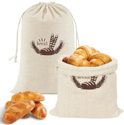 Sacchi di Lino per il Pane - 2 pezzi - 30 x 38 cm - Corda per Trascinare - Per Conservare Freschi - Per Pane Frutta Verdure