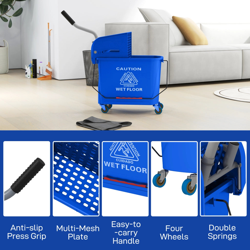 Carrello Pulizie con Secchio e Strizzatore ¨C Zephmum ¨C Blu Plastica 60x27x70.5 cm